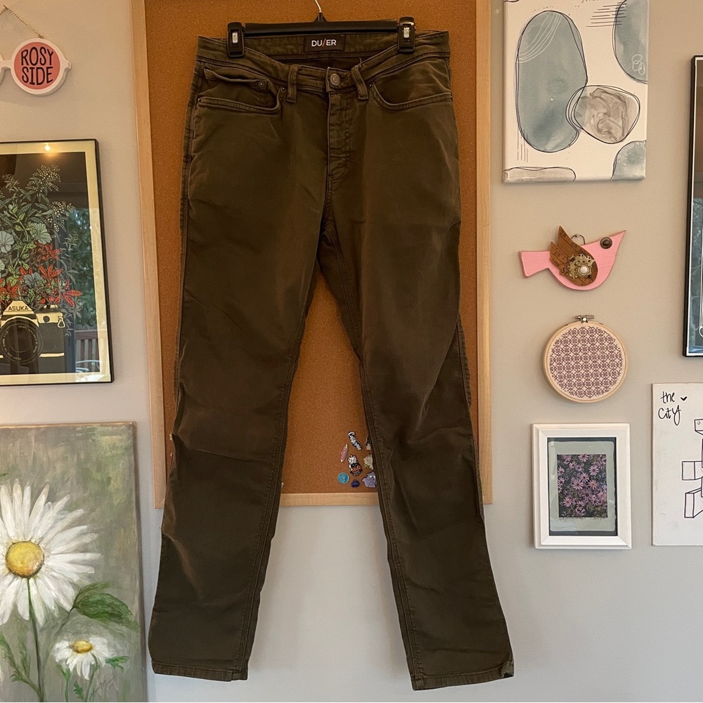 DUER Forest Olive Green Casual Pants 32x32